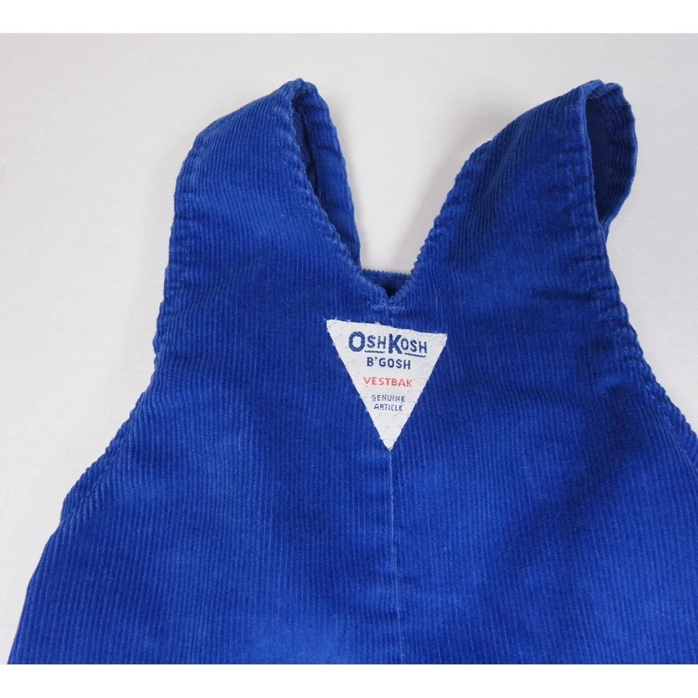 Vintage OshKosh B'gosh Blue Corduroy Footed Overalls Vestbak 3-6 Months USA Made